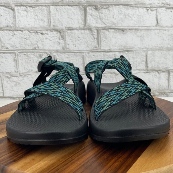 Chaco Z/Cloud  Mens Sz. 13 Strappy Green Blue Adjustable Hiking Sandals JCH10868 main image 4